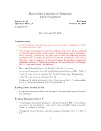 Quantum Theory I Assignment 7