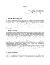 Geometry Curriculum Recommendations for Undergraduate Mathematics Programs