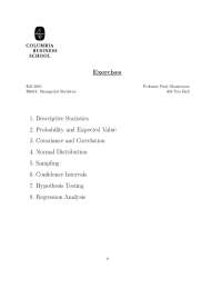 Managerial Statistics Exercises and Solutions
