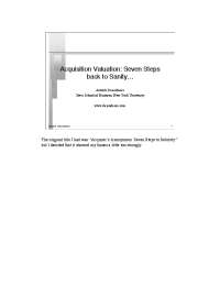 Acquisition Valuation: Seven Steps back to Sanity…