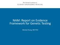 Report on Evidence Framework for Genetic Testing