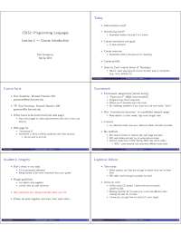 CS152: Programming Languages - Course Introduction