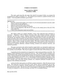 PURDUE UNIVERSITY Study Guide for CHEM I (Chemistry ...