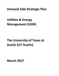 Demand Side Strategic Plan for UT Austin Utilities & Energy Management