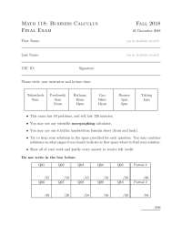 Math 118: Business Calculus Fall 2018 Final Exam