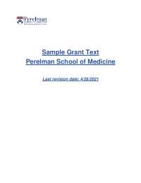 Sample Grant Text Perelman School of Medicine