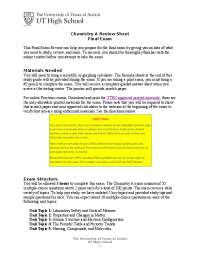 Chemistry A Review Sheet Final Exam