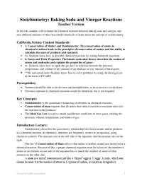 Stoichiometry: Baking Soda and Vinegar Reactions - Lab Instructions
