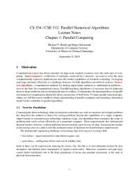 Parallel Numerical Algorithms Lecture Notes