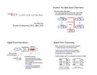Router Architecture Overview Input Port Functions Input Port ...