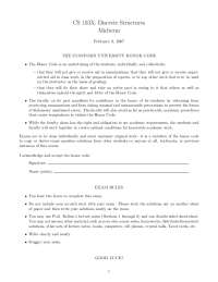 CS 103X: Discrete Structures Midterm Exam and Honor Code