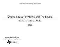 Coding Tables for PEIMS and TAKS Data