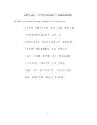 Cryptography Worksheet