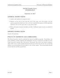 Optimization Qualifier Exam University of Wisconsin-Madison ...