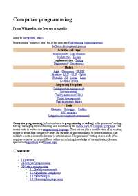 Computer Programming: An Overview of Concepts, Languages, and History
