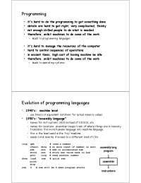 Evolution of Programming Languages