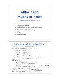 APPH 4200 Physics of Fluids