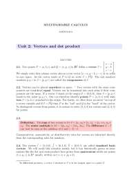 Vectors and dot product in Multivariable Calculus