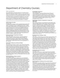 Department of Chemistry Courses