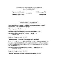 Chemistry Homework Assignment on Thermodynamics