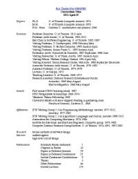 Curriculum Vitae of Eric Charles Roy Hehner