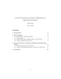 Green’s Functions and Their Applications to Quantum Mechanics