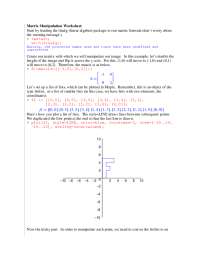Matrix Manipulation Worksheet