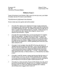Economics 310: Midterm Exam 1 - Fall 2003 - Statistics and Probability