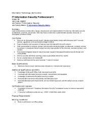 IT Information Security Professional V