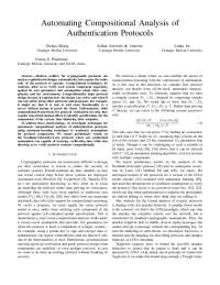 Automating Compositional Analysis of Authentication Protocols