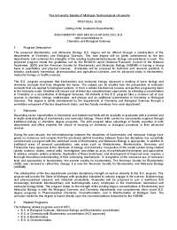 Biochemistry and Molecular Biology Degree Proposal