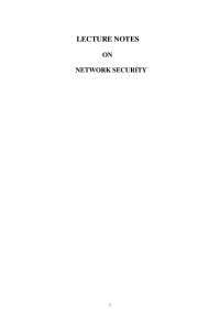 Lecture Notes on Network Security