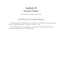 Analysis II Lecture Notes