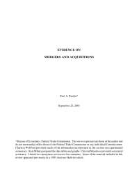 EVIDENCE ON MERGERS AND ACQUISITIONS