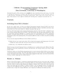 CSE341: Programming Languages Spring 2020 Unit 5 Summary ...