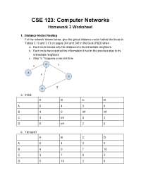 CSE 123: Computer Networks Homework 3 Worksheet