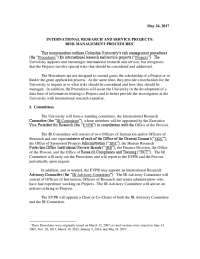 Columbia University Risk Management Procedures for International Research and Service Projects