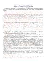 Summary of Math 51H Linear Algebra Material