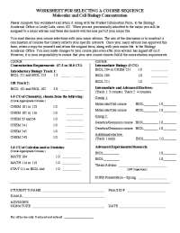 course sequence molec cell bio