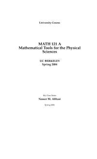 MATH 121 A Mathematical Tools for the Physical Sciences