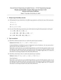 Simply-typed lambda calculus; More types (Lectures 11-12 ...