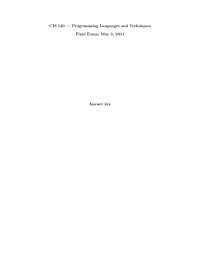 Programming Languages and Techniques Final Exam, May 3 ...