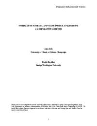 Motives for Domestic and Cross-Border Acquisitions: A Comparative Analysis
