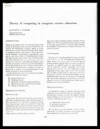 Theory of computing in computer science education