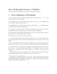 Stat 110 Strategic Practice 1, Fall 2011 1 Naive Definition of ...
