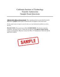 California Institute of Technology Transfer Admissions Sample ...