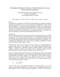 The Impact of Einstein’s Theory of Special Relativity on Laser Driven Particle Accelerators
