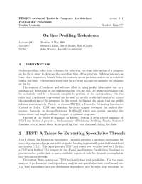 On-line Profiling Techniques 1 Introduction 2 TEST