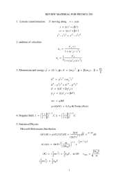 Review Material for Physics 250