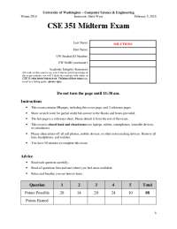 CSE 351 Midterm Exam Solutions - Winter 2018